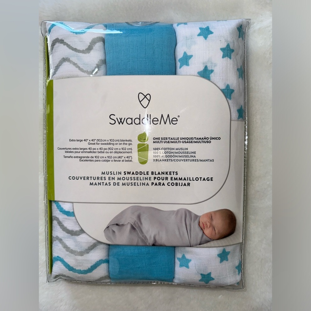 BWNT Summer Infaant SwaddleMe Muslin Swaddle Blankets - 100% Cotton